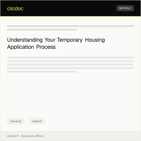 Document preview: Application for Temporary Housing — Housing, Ireland