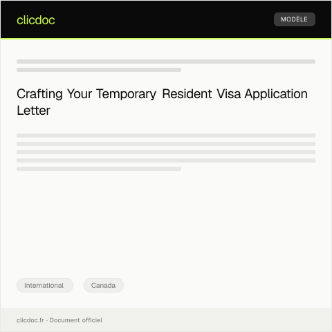 Document preview: Application for Temporary Resident Visa / Demande de visa de résident temporaire — International, Canada