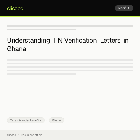 Document preview: Application for Taxpayer Identification Number (TIN) Verification — Taxes & social benefits, Ghana