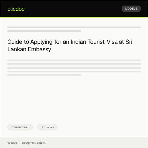Document preview: Application for Tourist Visa for India at Sri Lankan Embassy — International, Sri Lanka