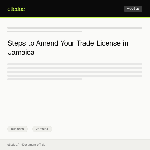 Document preview: Application for Trade License Amendment at Municipal Corporation — Business, Jamaica