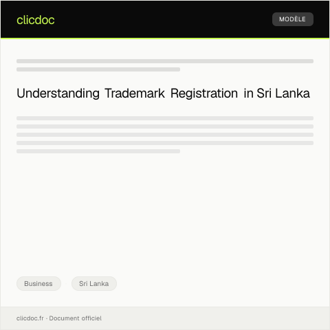 Document preview: Application for Trade Mark Registration — Business, Sri Lanka