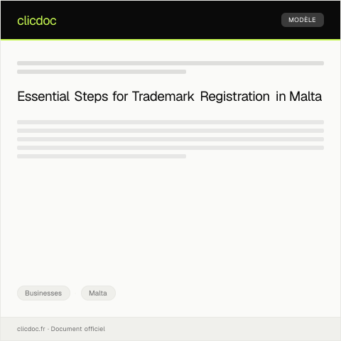 Document preview: Application for Trademark Registration — Businesses, Malta