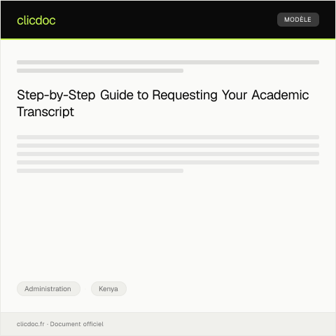 Document preview: Application for Transcript of Academic Records from University of Nairobi — Administration, Kenya