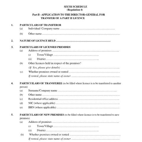 Document preview: Application to the Director General for&nbsp;transfer of part&nbsp;II Licence — Form, Mauritius (CERFA n°PartBApplicationDirectorGeneralTransferPartIIlicence)