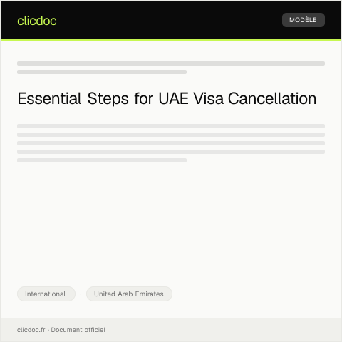 Document preview: Application for UAE Visa Cancellation at UAE General Directorate of Residency and Foreigners Affairs — International, United Arab Emirates