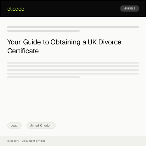 Document preview: Application for UK Divorce Certificate — Legal, United Kingdom