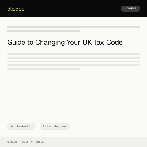Document preview: Application for a UK Tax Code Change — Administration, United Kingdom