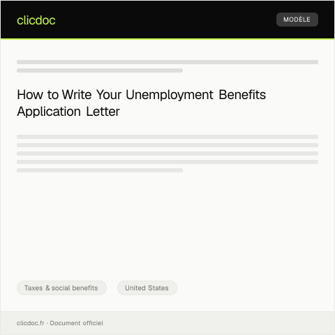 Document preview: Application for Unemployment Benefits — Taxes & social benefits, United States