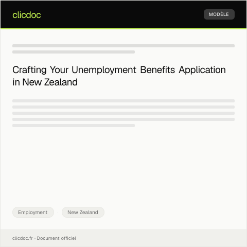 Document preview: Application for Unemployment Benefits / Tono mō ngā painga kore mahi — Employment, New Zealand