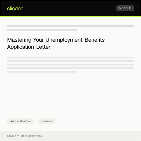 Document preview: Application for Unemployment Benefits — Administration, Canada