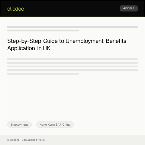 Document preview: Application for Unemployment Benefits失業救濟申請 — Employment, Hong Kong SAR China