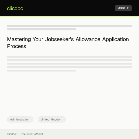 Document preview: Application for Unemployment Benefits (JSA) — Administration, United Kingdom