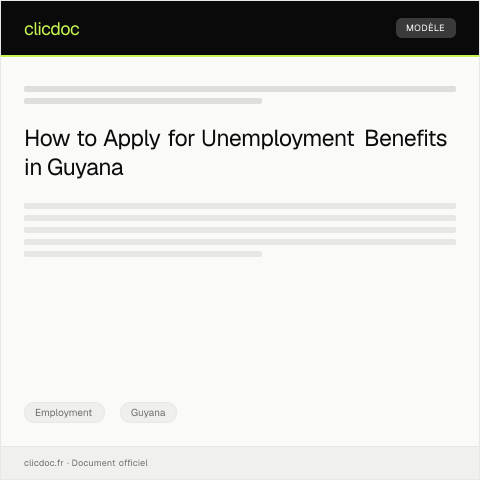Document preview: Application for Unemployment Benefits Support from the Labour Department — Employment, Guyana