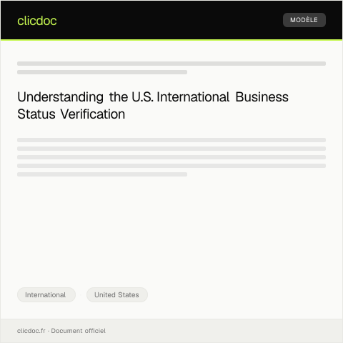 Document preview: Application for U.S. International Business Status Verification — International, United States