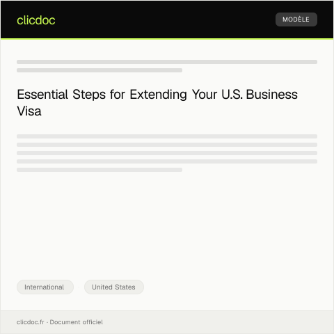 Document preview: Application for U.S. International Business Visa Extension — International, United States