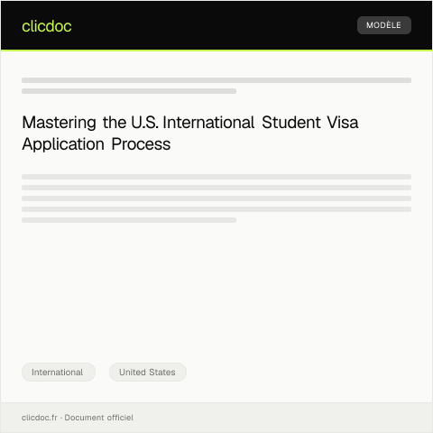 Document preview: Application for U.S. International Student Visa — International, United States
