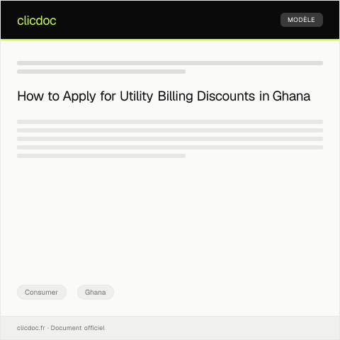 Document preview: Application for Utility Billing Discount Due to Exceptional Circumstances — Consumer, Ghana