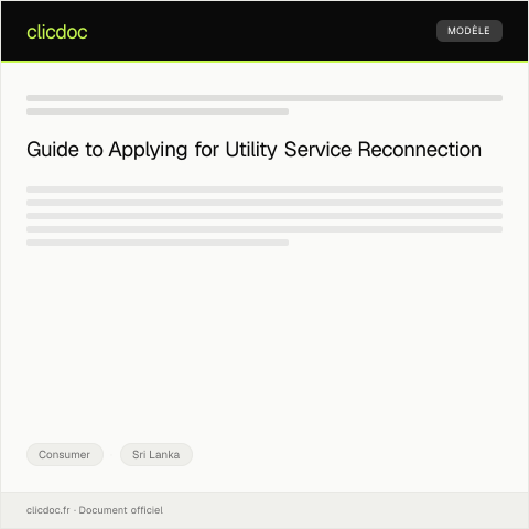 Document preview: Application for Utility Service Reconnection — Consumer, Sri Lanka