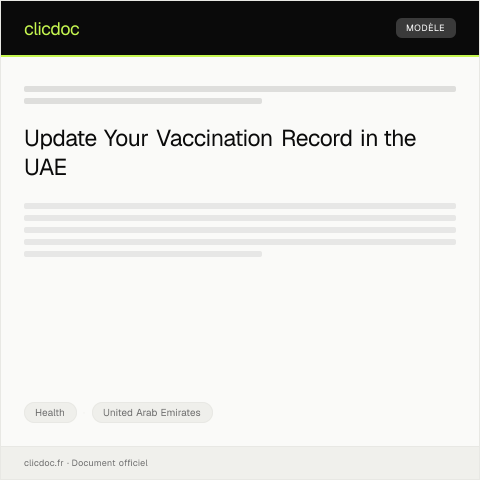 Document preview: Application for Vaccination Record Update — Health, United Arab Emirates