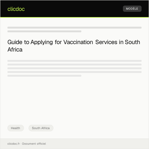 Document preview: Application for Vaccination Services for Children and Adults — Health, South Africa