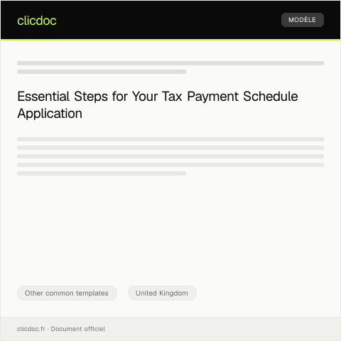 Document preview: Application for Variance of Tax Payment Schedule — Other common templates, United Kingdom