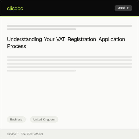 Document preview: Application for VAT Registration — Business, United Kingdom