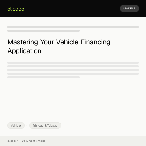 Document preview: Application for Vehicle Financing Assistance — Vehicle, Trinidad & Tobago
