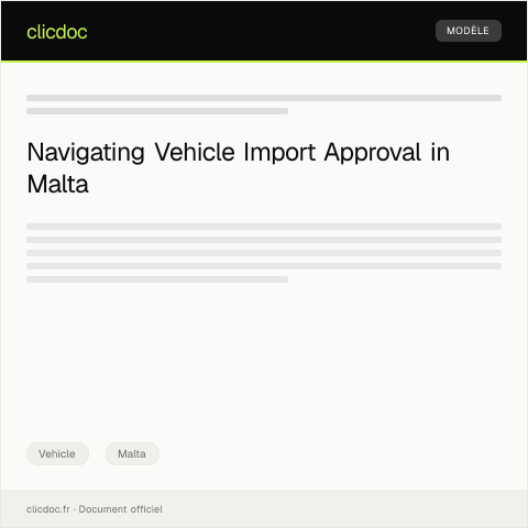 Document preview: Application for Vehicle Import Approval — Vehicle, Malta