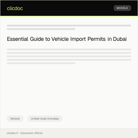 Document preview: Application for Vehicle Import Permit via Dubai Customs — Vehicle, United Arab Emirates
