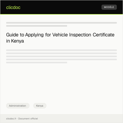 Document preview: Application for Vehicle Inspection Certificate at NTSA — Administration, Kenya