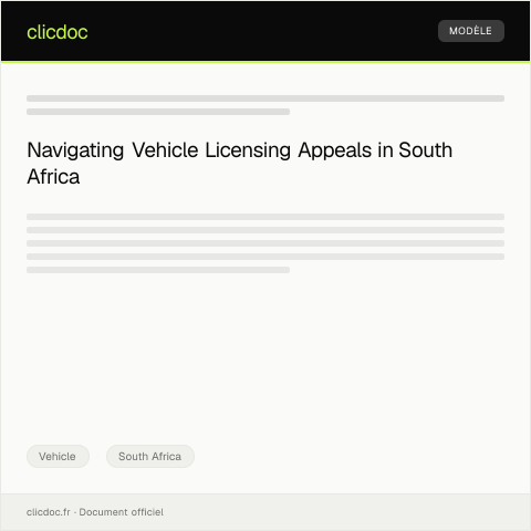 Document preview: Application for Vehicle Licensing Appeals — Vehicle, South Africa