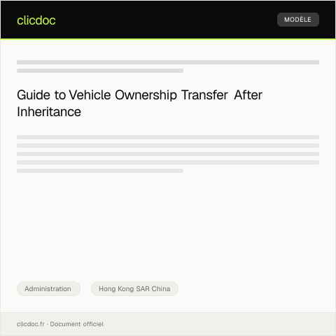 Document preview: Application for Vehicle Ownership Change due to Inheritance — Administration, Hong Kong SAR China