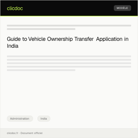 Document preview: Application for Transfer of Vehicle Ownership to New Owner — Administration, India