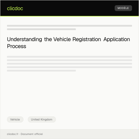 Document preview: Application for Vehicle Registration — Vehicle, United Kingdom