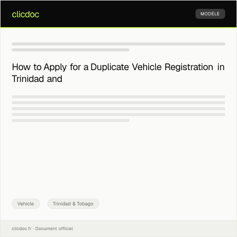 Document preview: Application for Vehicle Registration Duplicate — Vehicle, Trinidad & Tobago