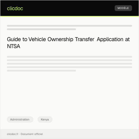 Document preview: Application for Vehicle Transfer Ownership at NTSA — Administration, Kenya