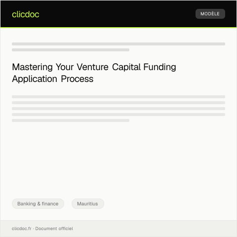 Document preview: Application for Venture Capital Funding — Banking & finance, Mauritius