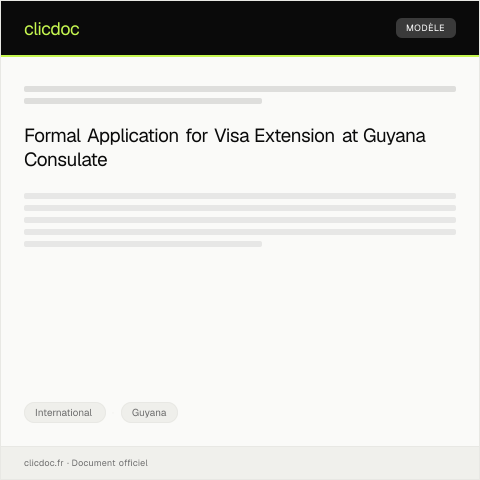 Document preview: Application for Visa Extension at the Guyana Consulate — International, Guyana