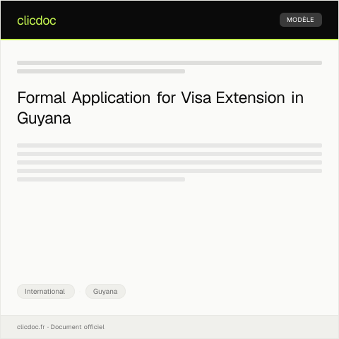 Document preview: Application for Visa Extension at the Guyanese Immigration Department — International, Guyana