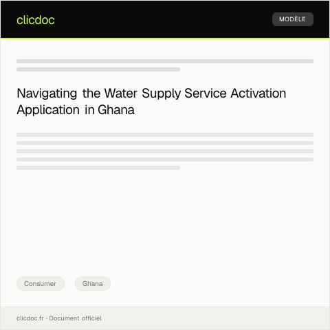 Document preview: Application for Water Supply Service Activation — Consumer, Ghana
