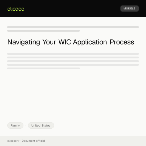 Document preview: Application for WIC (Women, Infants, and Children) Assistance — Family, United States