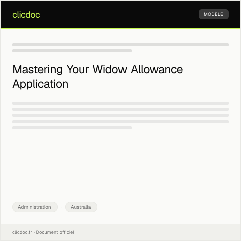 Document preview: Application for Widow Allowance — Administration, Australia