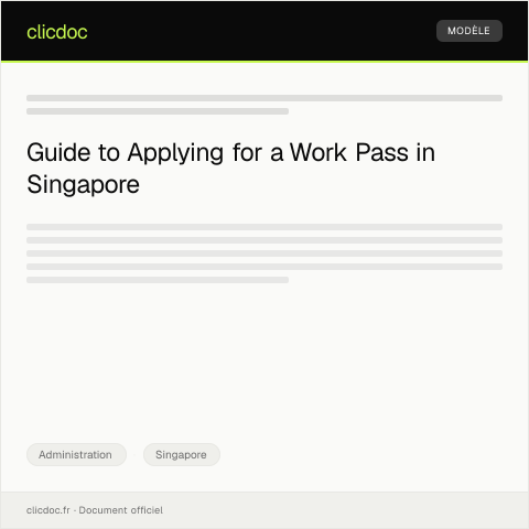 Document preview: Application for Work Pass for Foreign Employees — Administration, Singapore