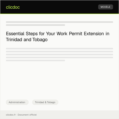 Document preview: Application for Work Permit Extension for Foreign Nationals — Administration, Trinidad & Tobago