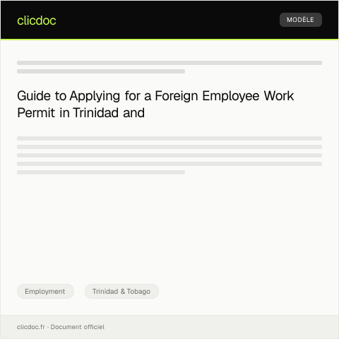 Document preview: Application for Work Permit for Foreign Employee — Employment, Trinidad & Tobago