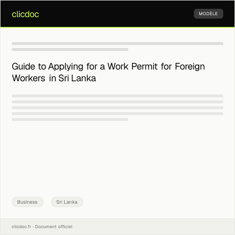 Document preview: Application for Work Permit for Foreign Employees — Business, Sri Lanka
