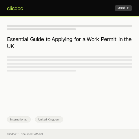 Document preview: Application for Work Permit in UK — International, United Kingdom