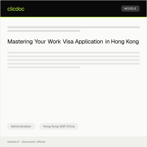 Document preview: Application for Work Visa / 工作簽證申請 — Administration, Hong Kong SAR China