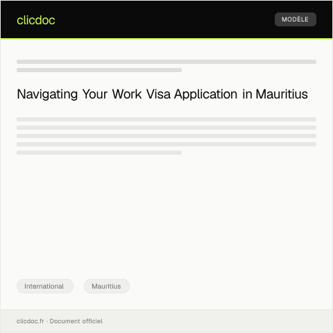 Document preview: Application for Work Visa in Mauritius — International, Mauritius